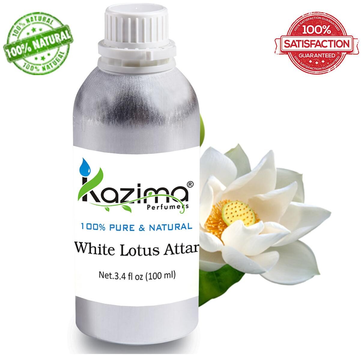 

KAZIMA White Lotus Attar Perfume For Unisex (100 ml) - Pure Natural Undiluted