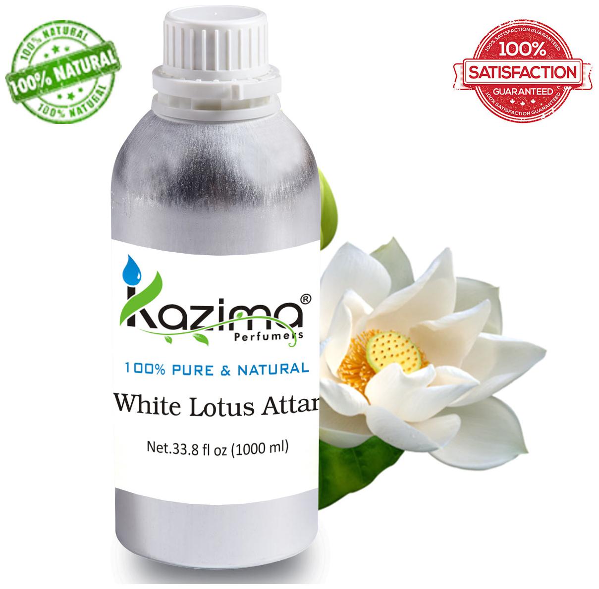 

KAZIMA White Lotus Attar Perfume For Unisex (1 L) - Pure Natural Undiluted