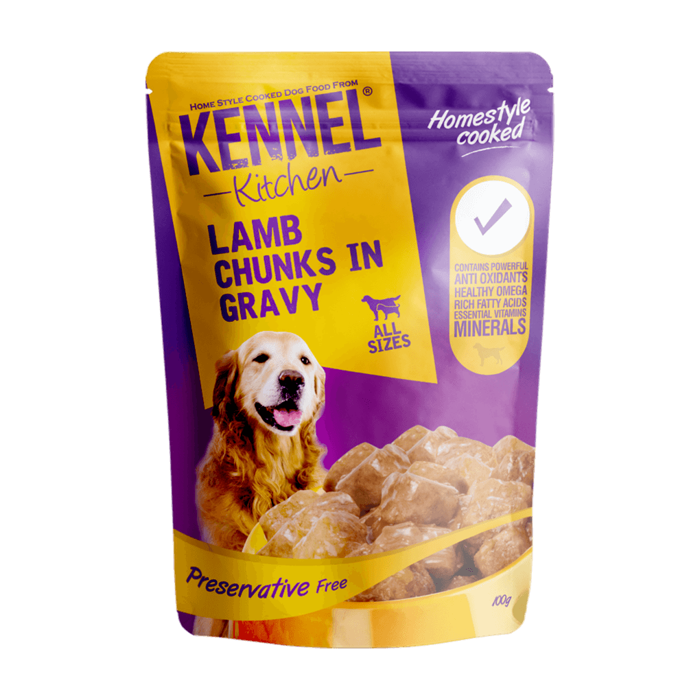 

Kennel Kitchen Puppy and Adult Wet Dog Food Lamb Chunks in Gravy 100 g (Pack of 12)