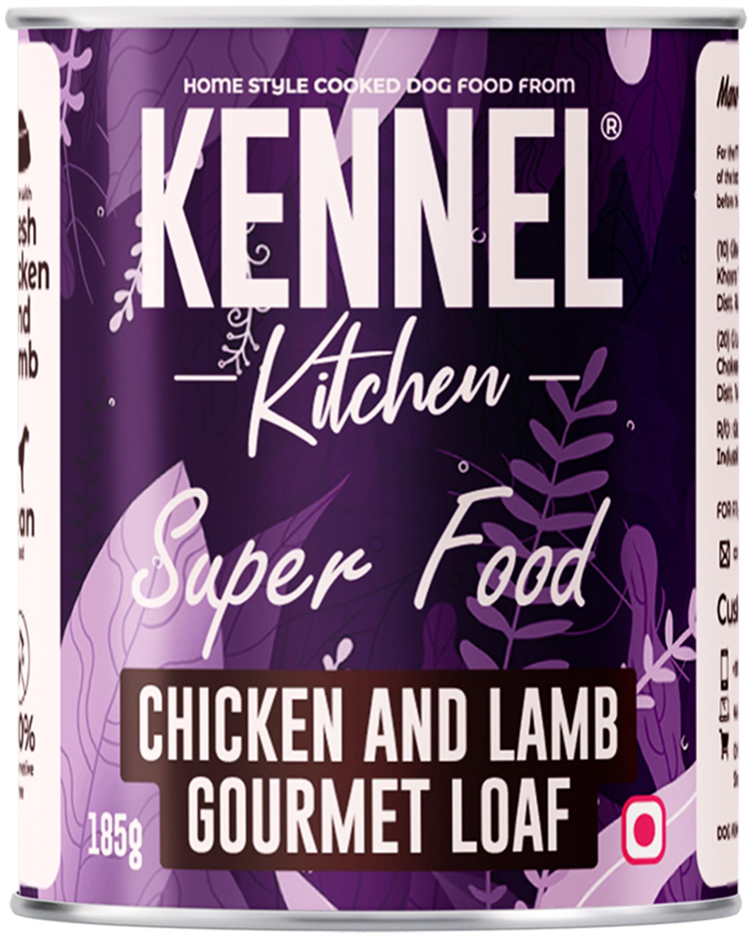 

Kennel Kitchen Super food for Dog Chicken and Lamb Gourmet Loaf 185g (Pack of 4)