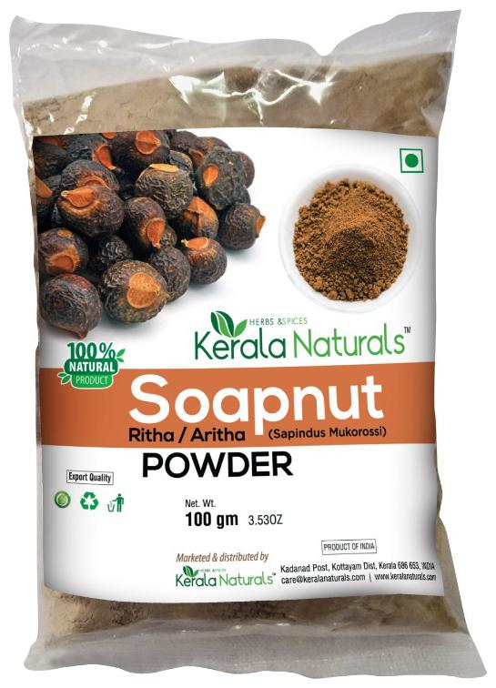 

Kerala Naturals Aritha Powder (Soapnut Reetha Powder) Natural Shampoo for Shiny Silky Hair 100g