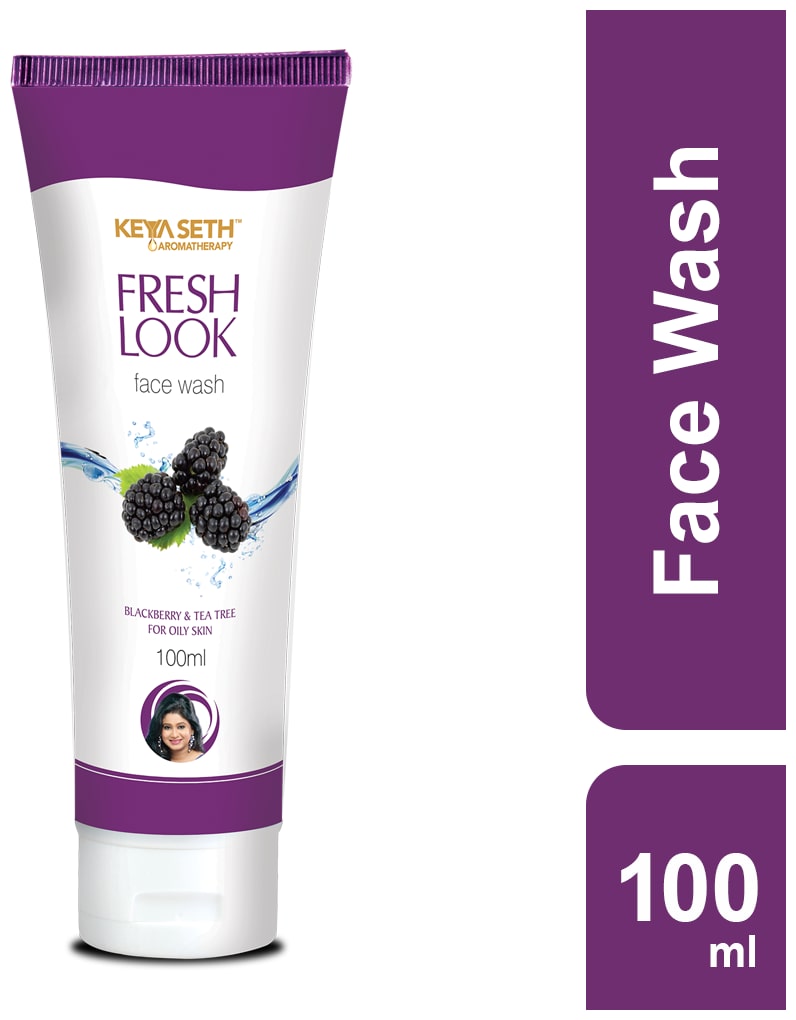 

Keya Seth Aromatherapy Fresh Look Gel Face Wash Enriched with Blackberry Tea Tree Controls excess oil pimples blemishes pre-mature signs of skin ageing 100 SOAP Free 100ml