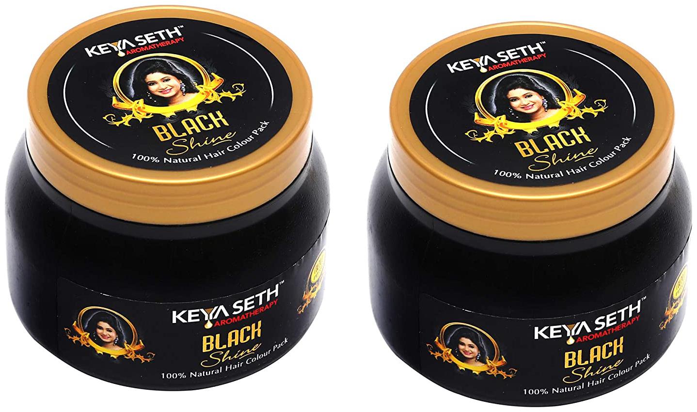 

Keya Seth Aromatherapy Black Shine Hair Pack Natural Hair Color for Gray White Hair with Pure Essential Oil Herbs Extract - No Ammonia Hydrogen Peroxide harmful chemicals 100g (Pack of 2)