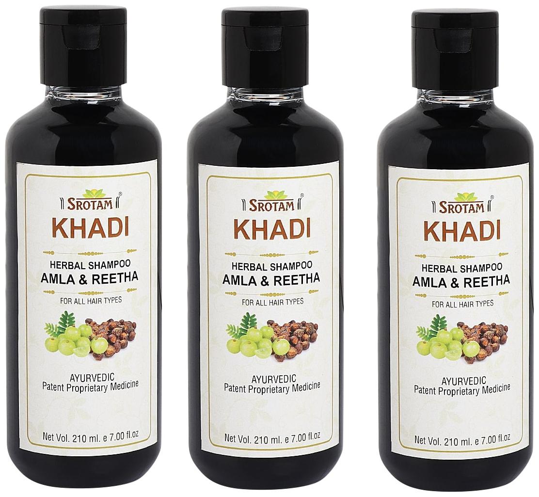 

SROTAM Khadi Amla reetha Shampoo 210 ml (Pack Of 3)