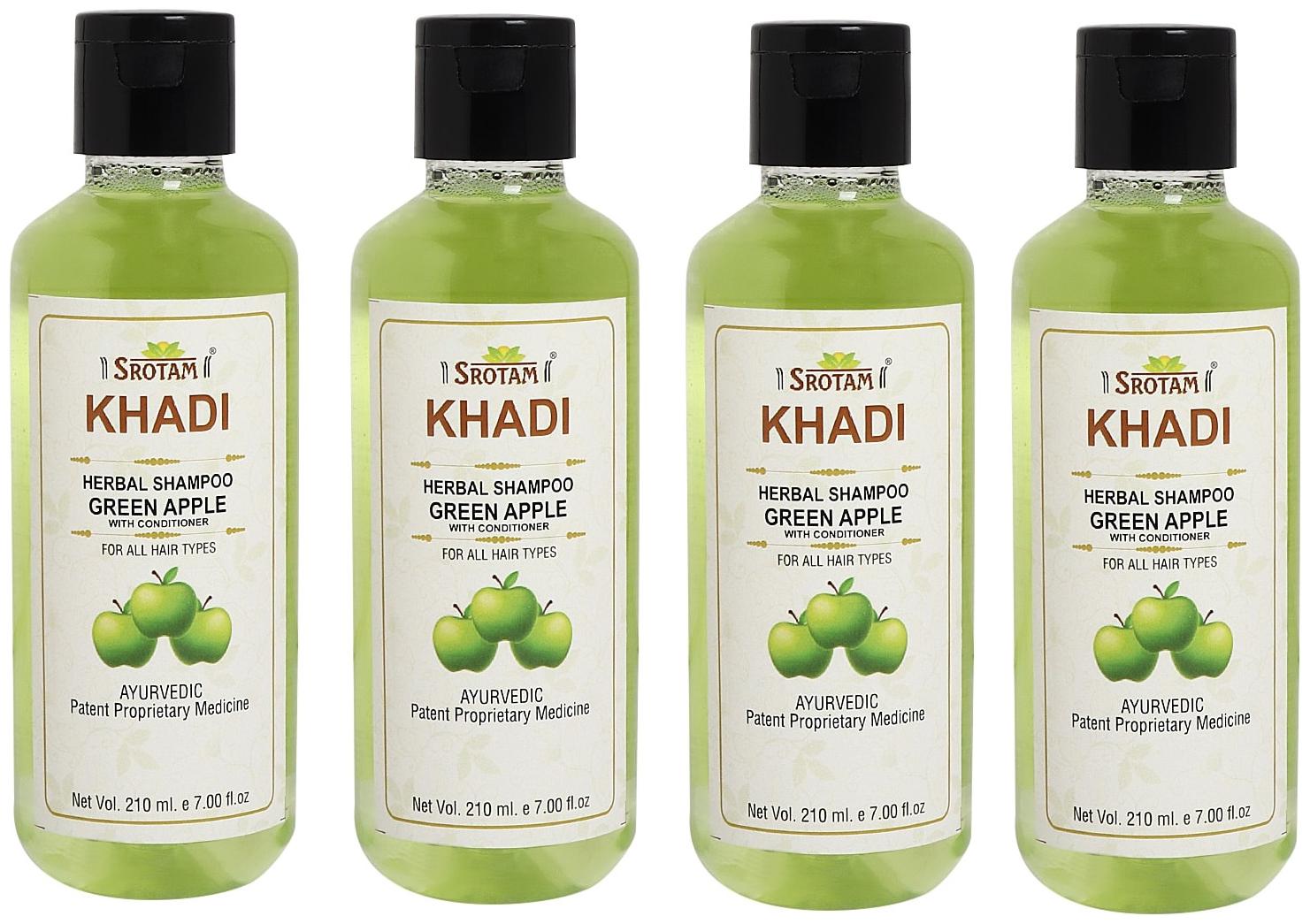 

SROTAM Khadi Green Apple conditioner Shampoo 210 ml (Pack Of 4)