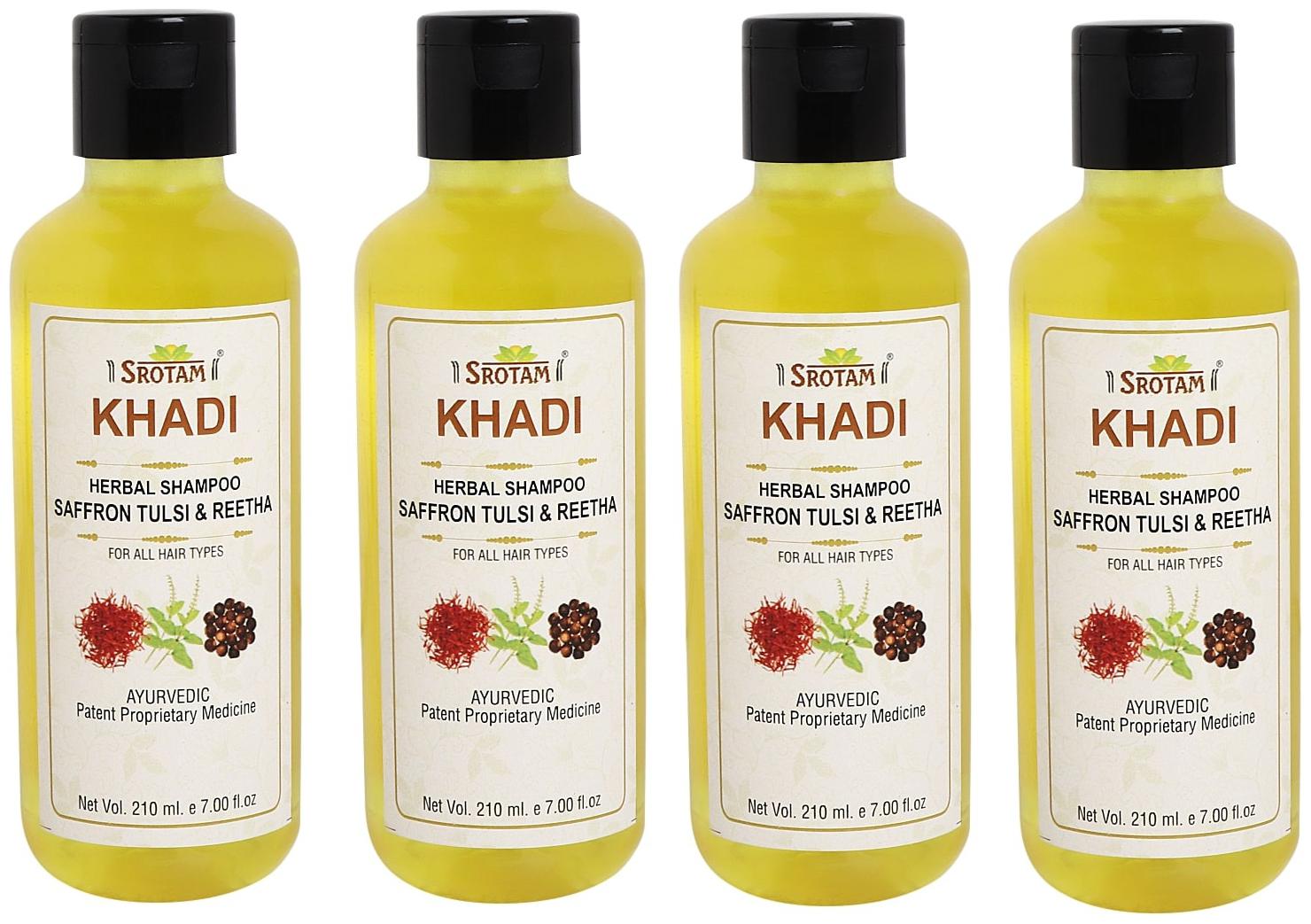 

SROTAM Khadi Saffron tulsi Reetha Shampoo 210 ml (Pack Of 4)