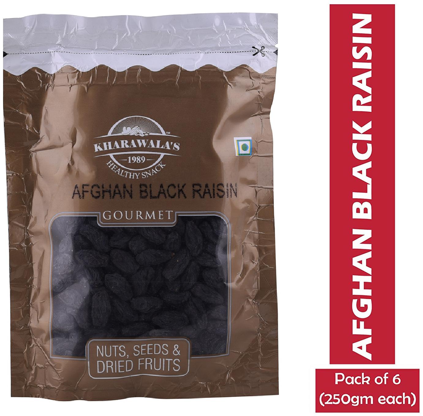 

KHARAWALA s Afghan Black Raisin with seed Pack of 6 (250 GMS Each)