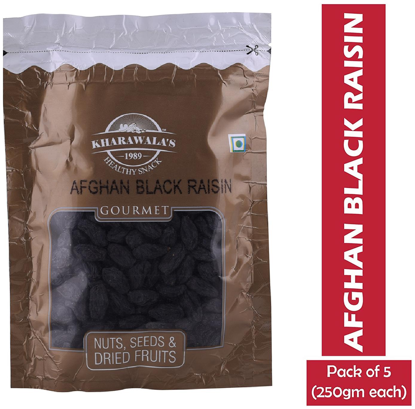 

KHARAWALA s Afghan Black Raisin with seed Pack of 5 (250 GMS Each)