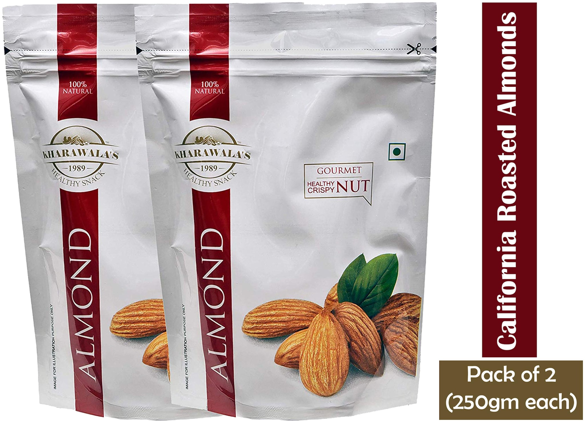 

KHARAWALA s California Roasted Almonds (Badam) 250 g each Pack of 2