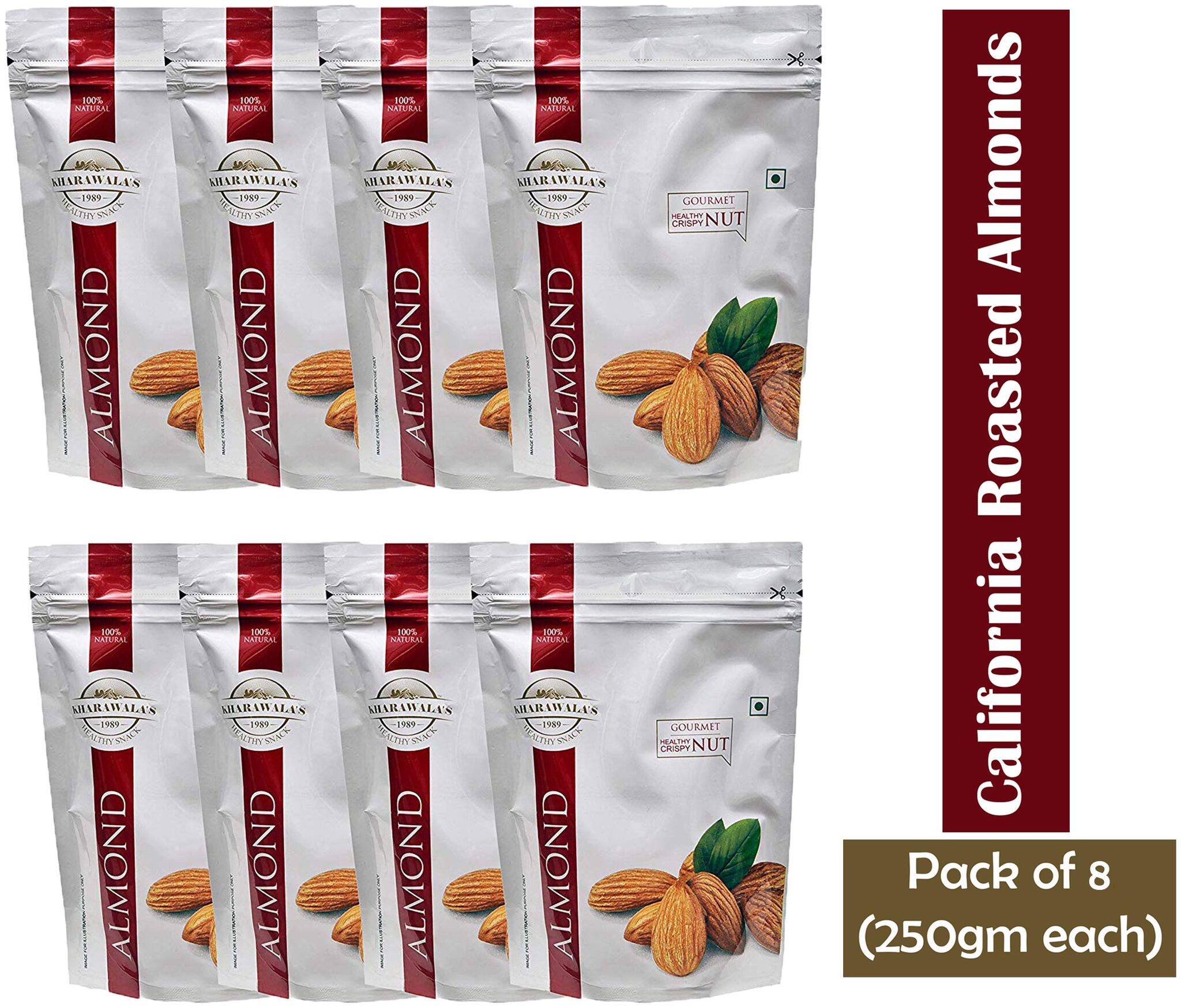 

KHARAWALA s California Roasted Almonds (Badam) 250 g each Pack of 8
