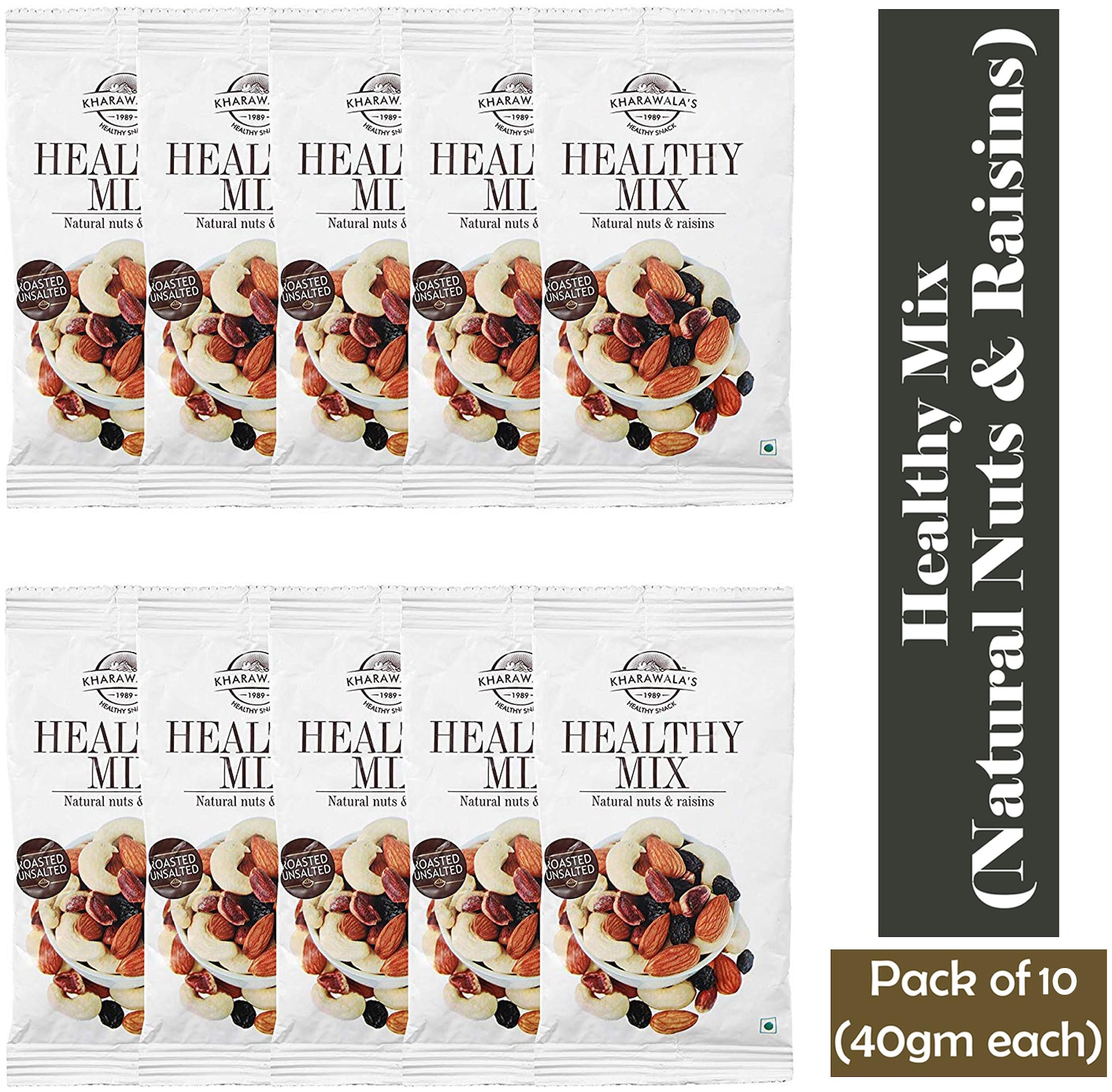 

KHARAWALA s Healthy Mix (Natural Nuts Raisins) 40 g each Pack of 10