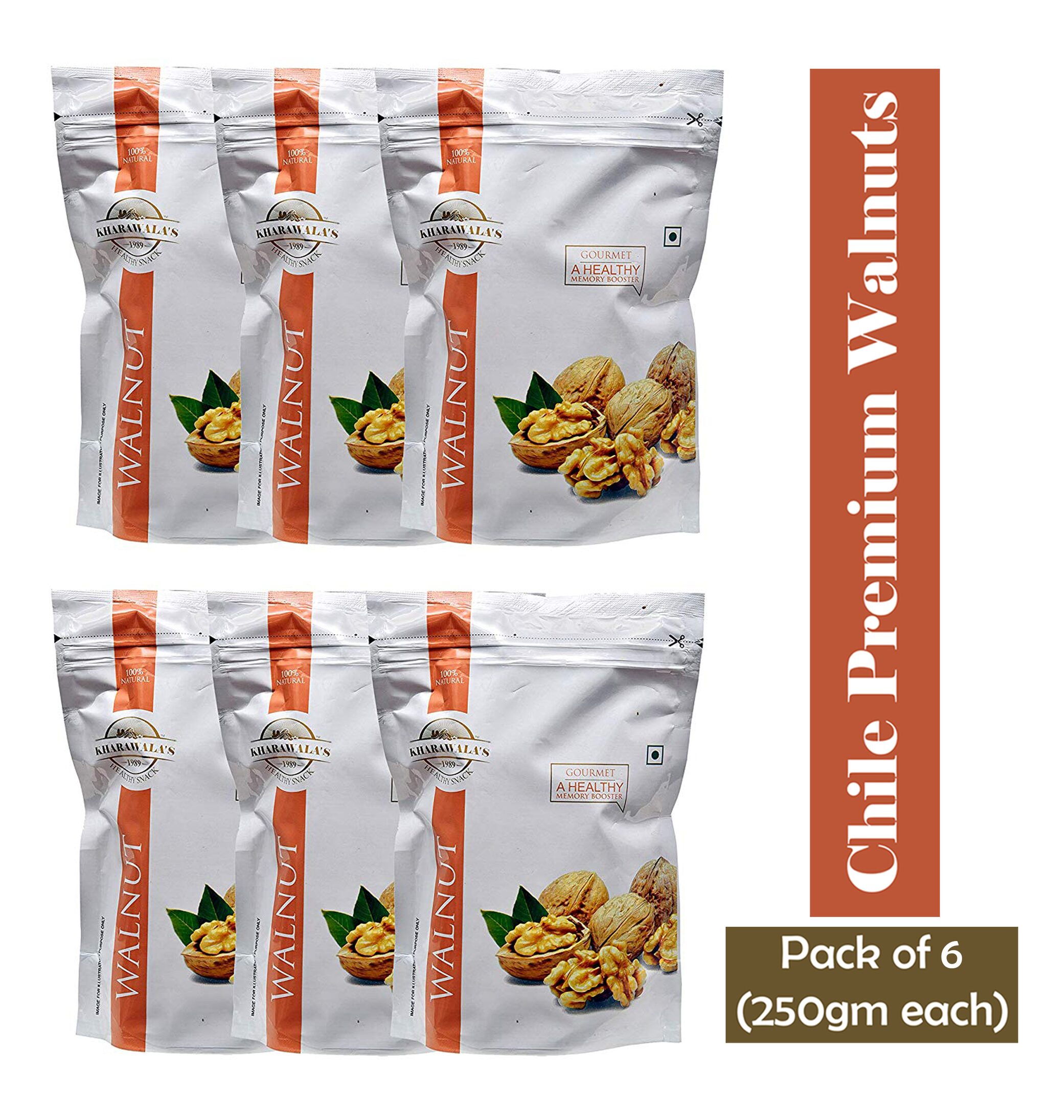 

KHARAWALA s Chile Super Premium White Walnuts (Akhrot) 200 g each Pack of 6