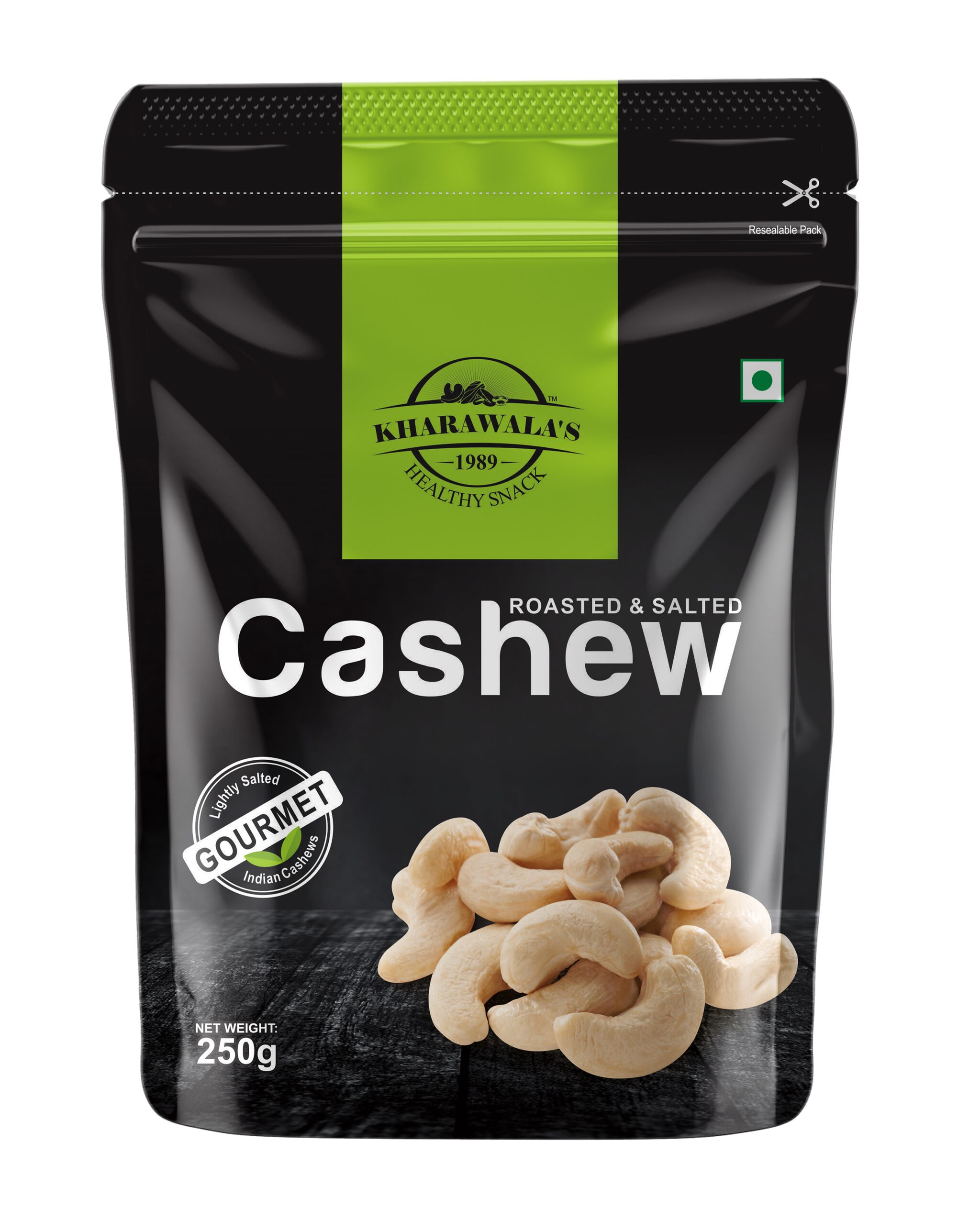 

KHARAWALA s W240 Grade Ratnagiri Salted Cashews (Kaju) 250g Pack of 1