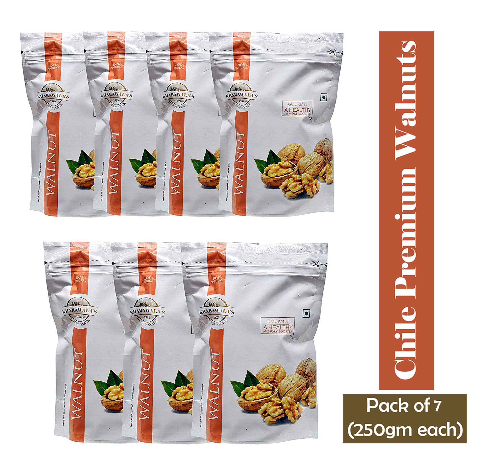 

KHARAWALA s Chile Super Premium White Walnuts (Akhrot) 200 g each Pack of 7