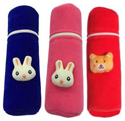 

Kidsify New Born Baby Soft Velvet Milk Feeding Bottle Zip Cover with Attractive Cartoon on The Front Suitable for 240ml (Pack of 3)