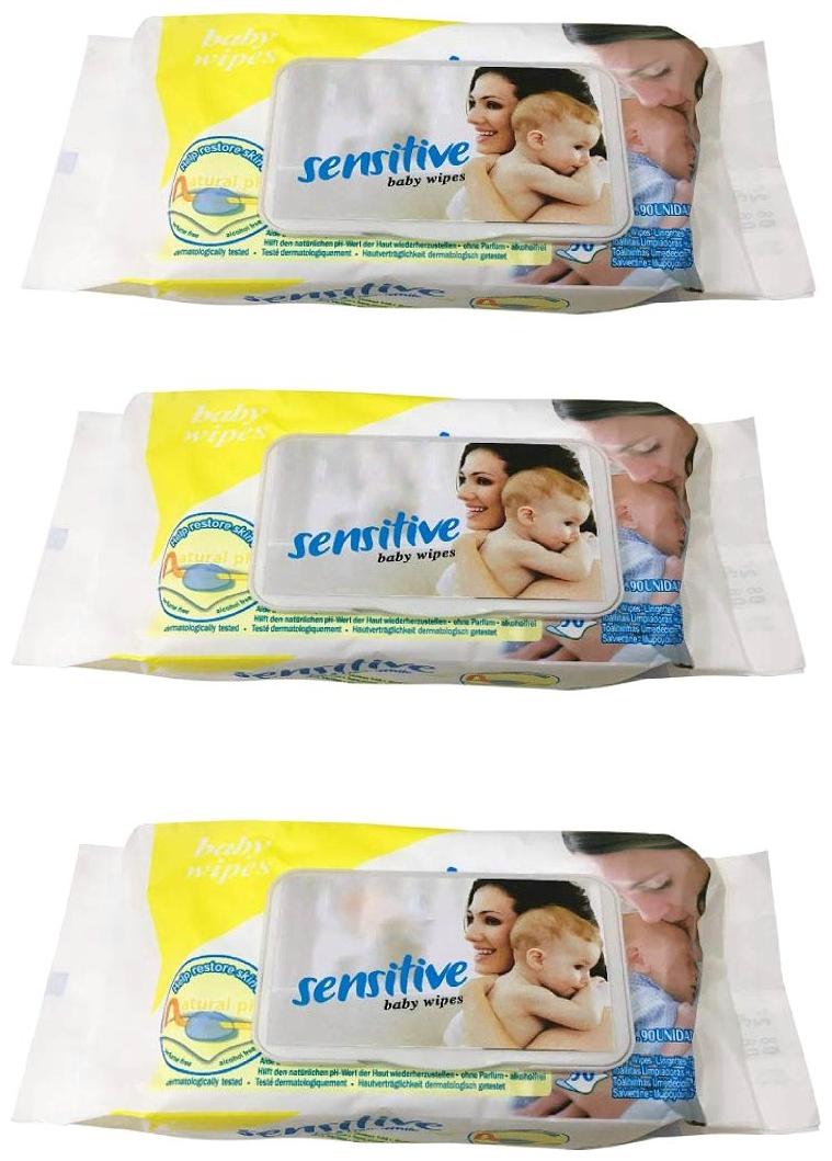 

Kidsify Sensitive Baby Cotton Wet Wipes with Flip Top Soft Cleansing Baby Wipes Travel Pack with Aloe Vera and Vitamin E 90 Wipes Pack (Pack of 3)