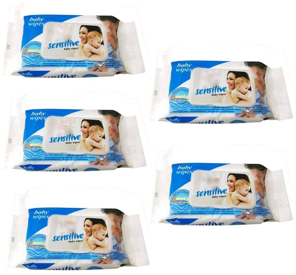 

Kidsify Soft Cleansing Wet Wipes Anti Bacterial Travel Pack Paraben-Free with Aloe and Chamomile Sensitive Baby Cotton Wipes with Flip Top 90 Wipes Pack (Pack of 5)