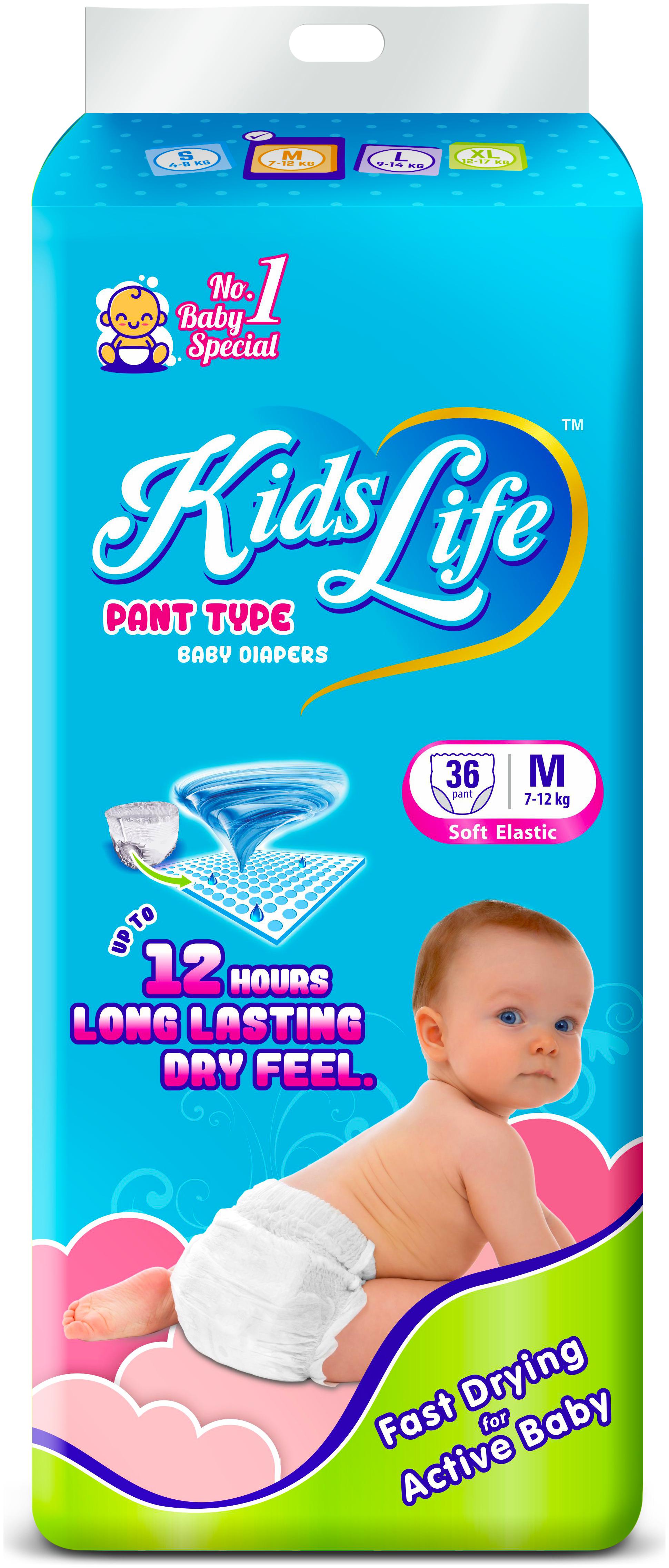 

KidsLife Pant Style Baby Diaper Medium Size 36 Counts (Pack of 2)