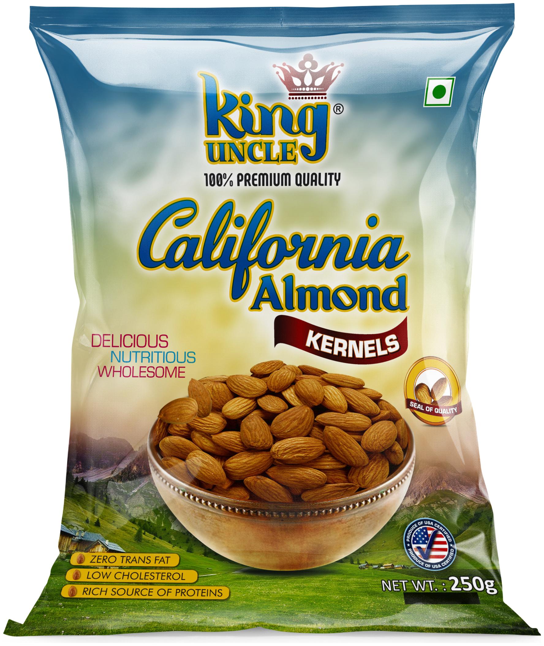 

King Uncel California Almond Kernels Blue Pack 250g (Pack of 4)