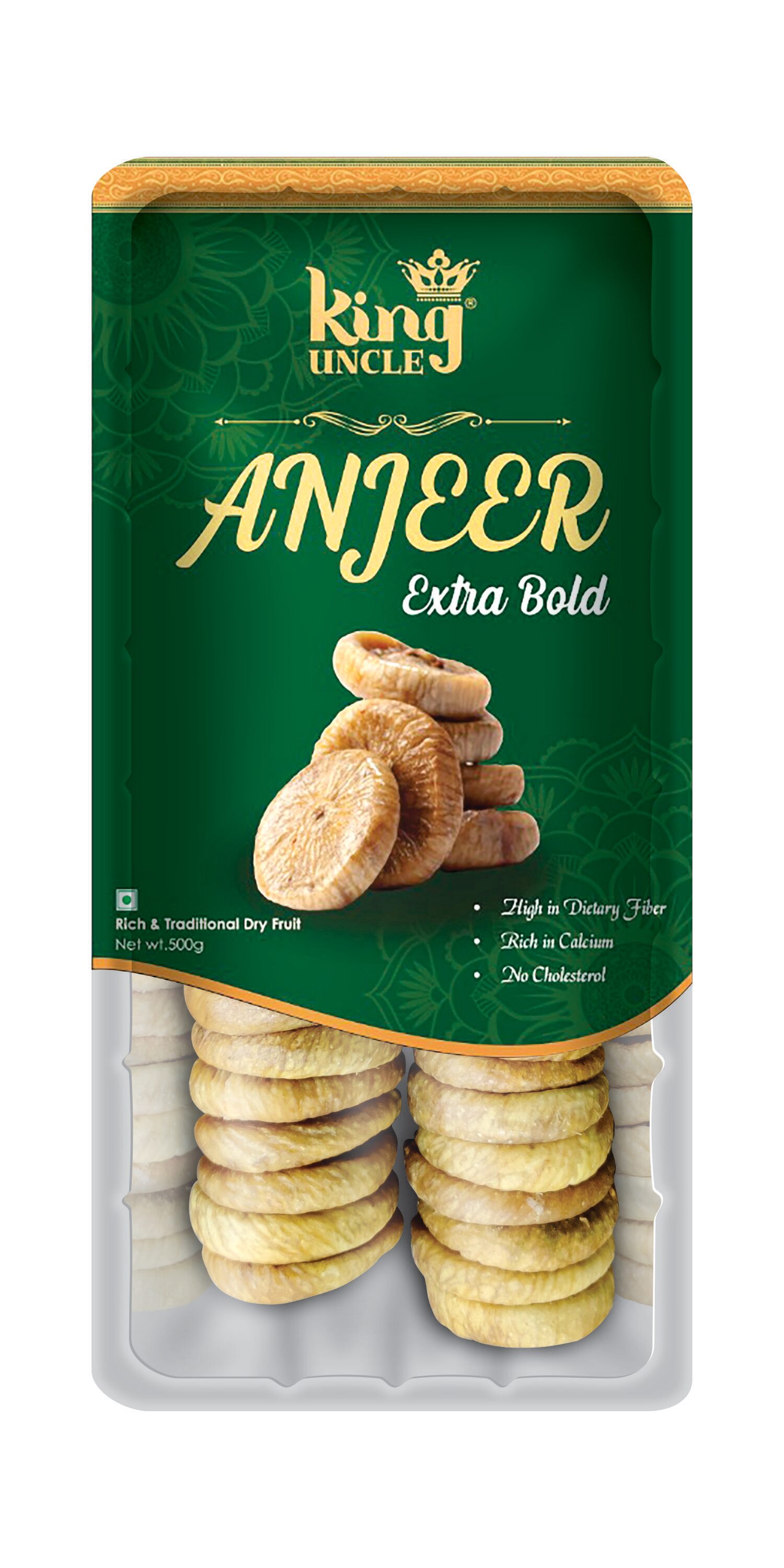 

KING UNCLE Extra Bold Size Anjeer (Dried Figs) 500g ( Pack of 6) Green Tray