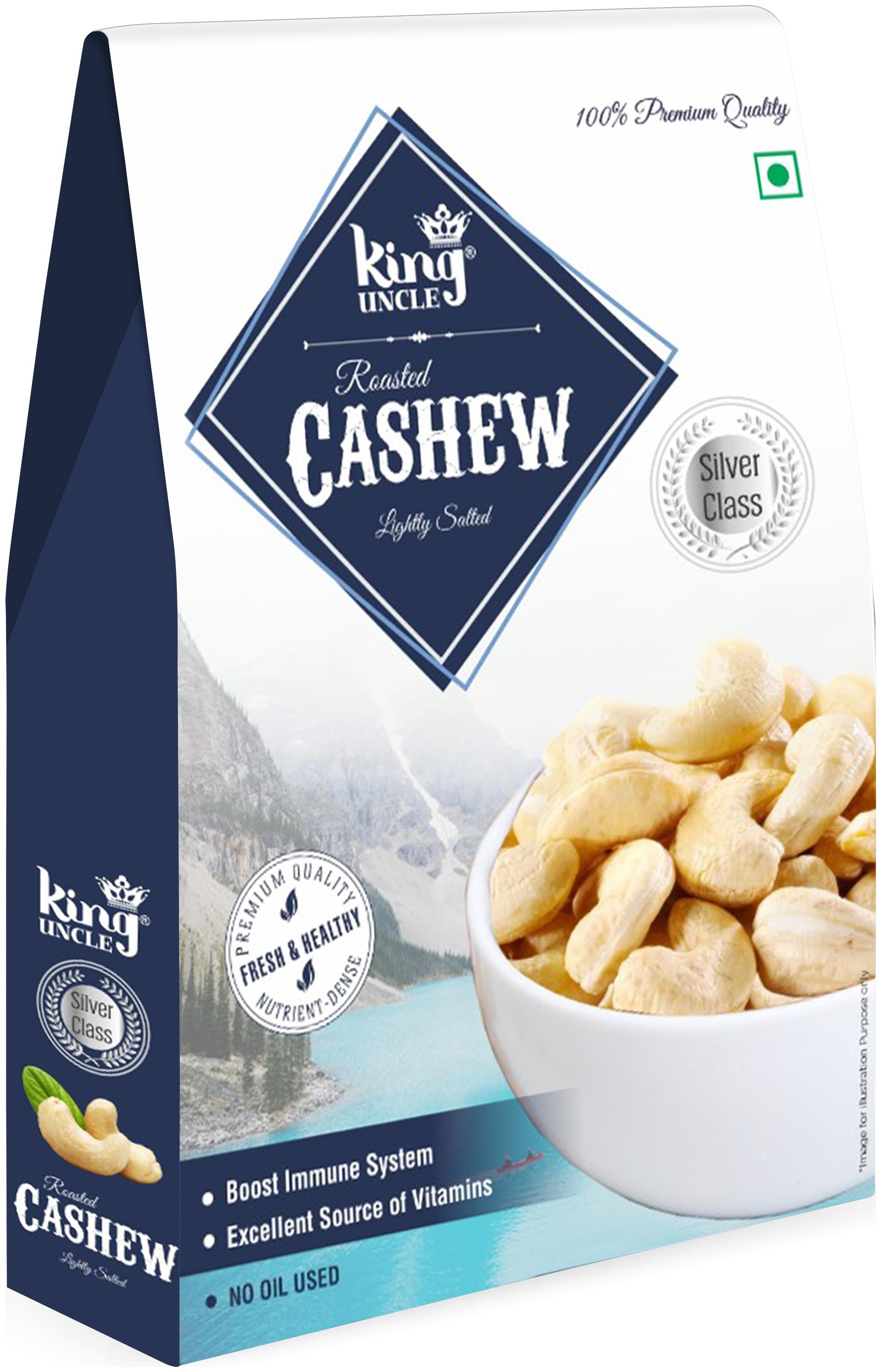 

King Uncle Premium Quality Roasted and Lightly Salted Cashew Nuts(W240)Silver class - 200g (Pack of 1)