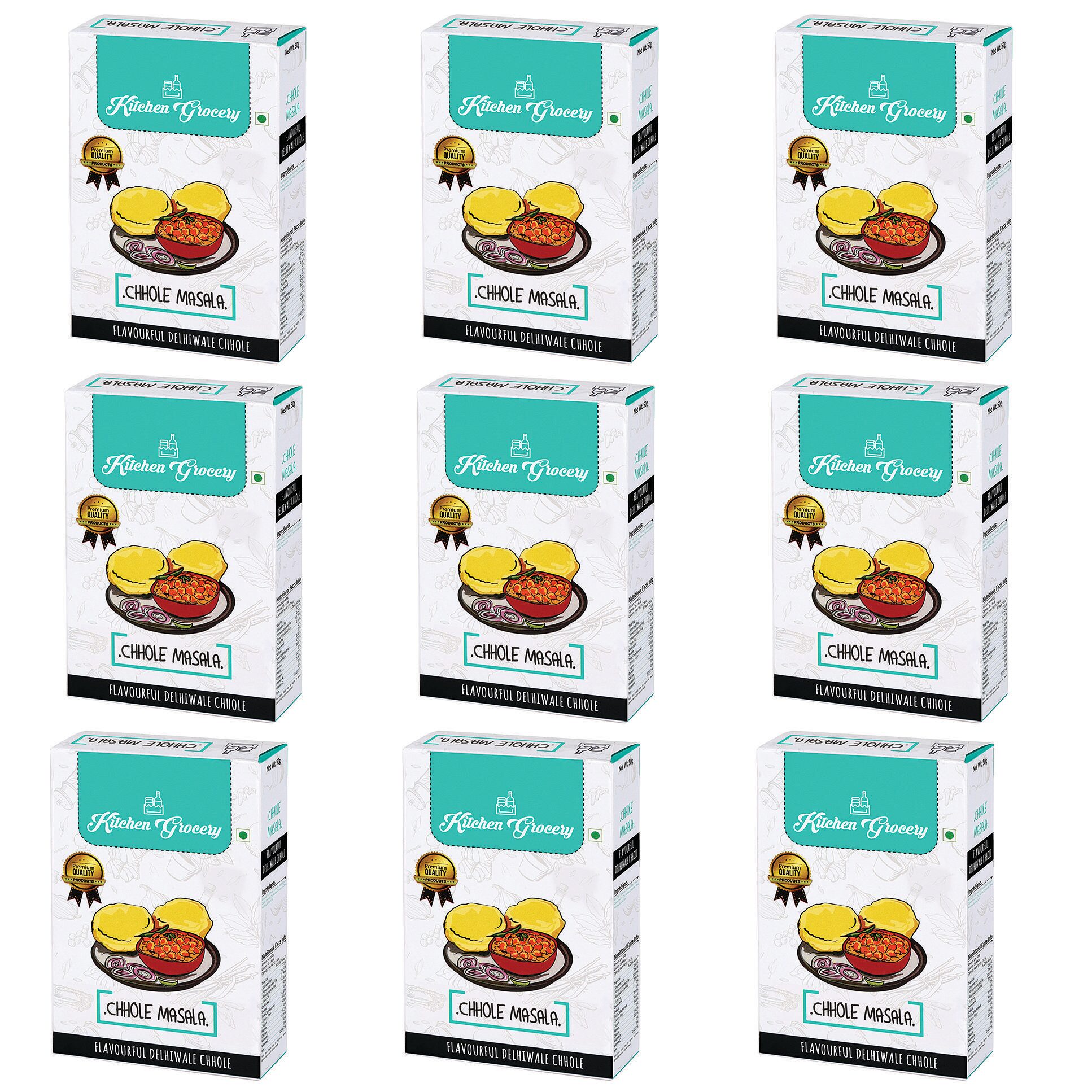 

Kitchen Grocery Chhole Masala Flavourful Delhiwale Chhole 50g ( Pack of 9 )