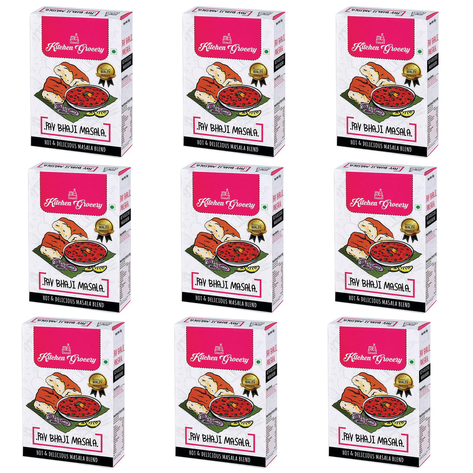 

Kitchen Grocery Pav Bhaji Masala Authentic Blend of Ground Spices 50g ( Pack of 9 )