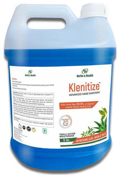 

Klenitize Herbal Hand Sanitizer 70 Alcohol 5 L Liquid Can (Pack of 1)