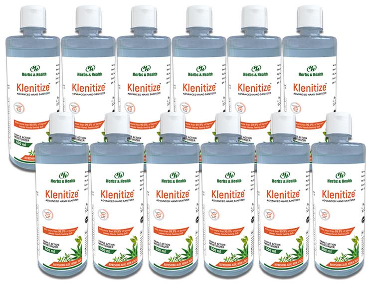 

Klenitize Herbal Hand Sanitizer 70 Alcohol 500 ml Gel (Pack of 12)
