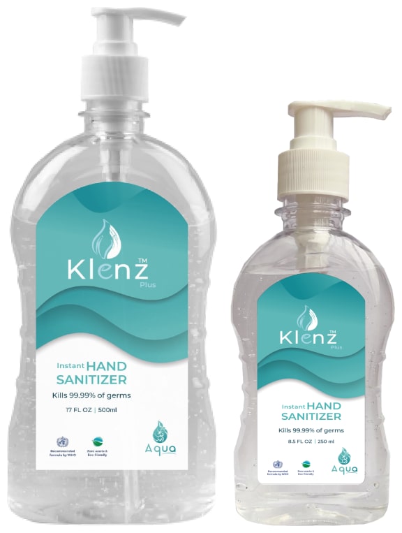 

Klenz instant hand sanitizer gel Aqua 250 ml X 1 and 500 ml X 1 (Pack of 2) bulk order