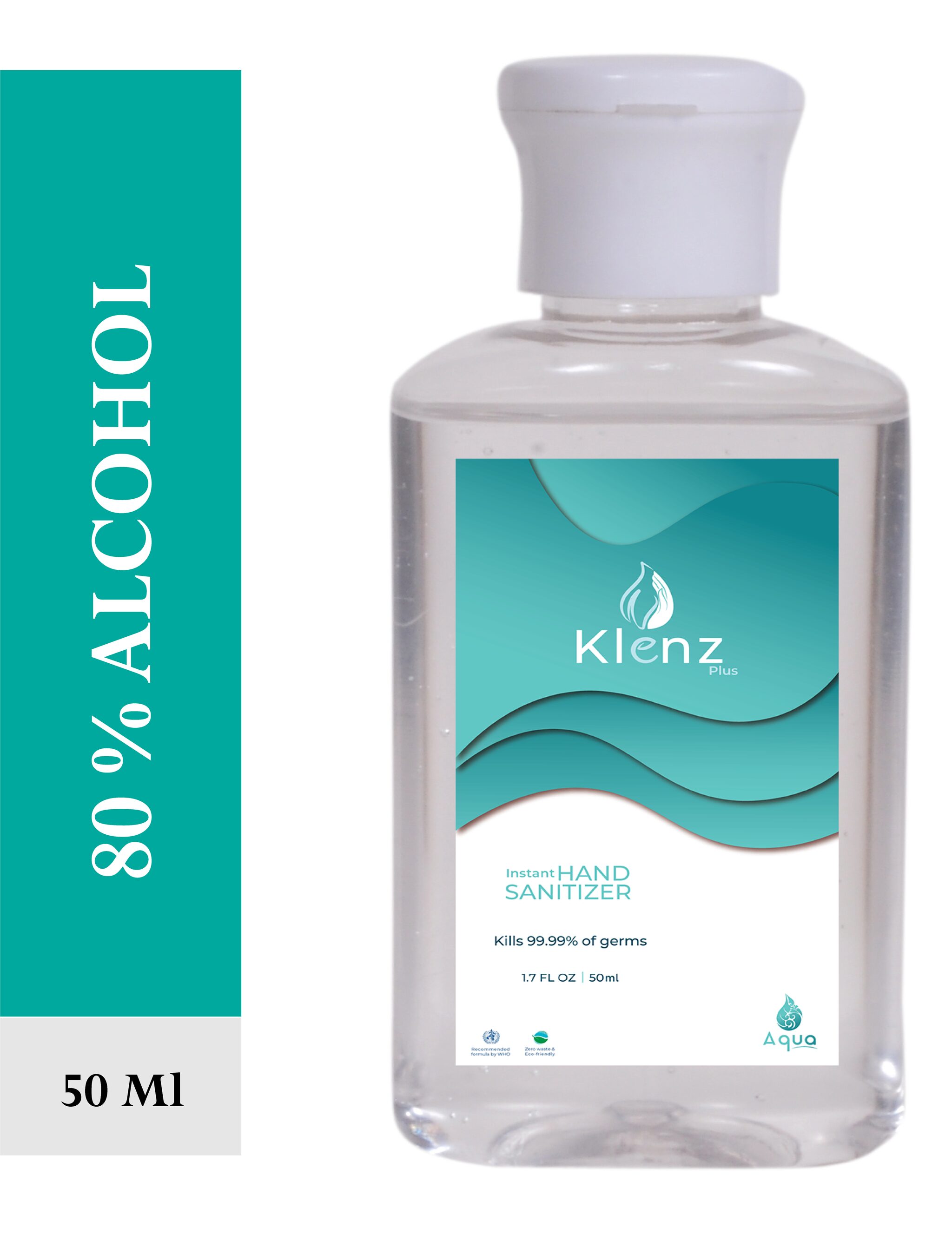 

Klenz Instant Hand Sanitizer Aqua 50 ml (Pack of 5)