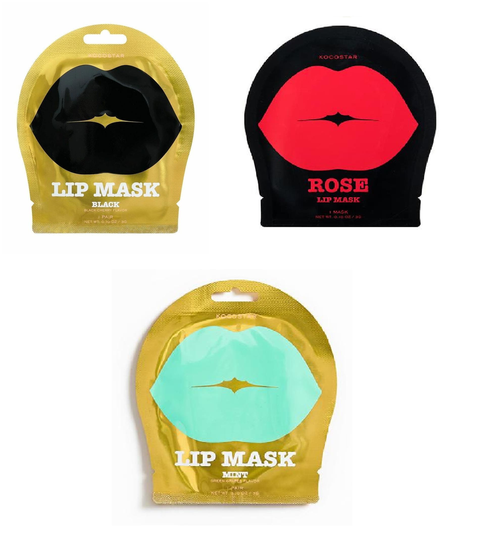 

Kocostar Lip Mask Combination Combo Pack- Rose-Revitalizing Luscious Black-Soothing Glow Mint-Refreshing Clean 3 g (Pack of 3)