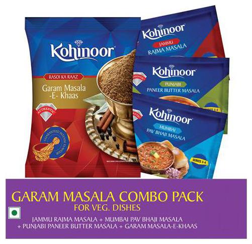 

Kohinoor Masala Combo - Rajma 15 g Pav Bhaji 15 g Paneer 15 g Garam Masala 40 g 85 g