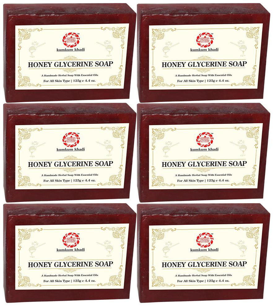

Kumkum Khadi Honey Glycerine Soap - 125g Pack of 6