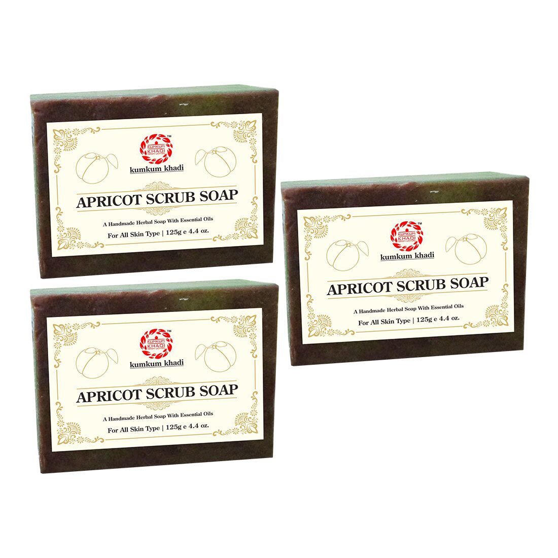 

Kumkum Khadi Herbal Apricot Scrub Soap 125g (Pack Of 3)