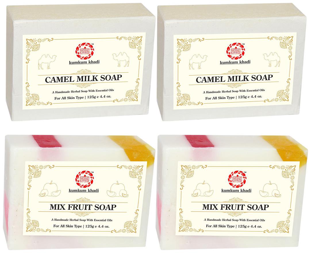 

Kumkum Khadi Herbal Camel Milk and Mix Fruit Soap 125g (Pack of 4)