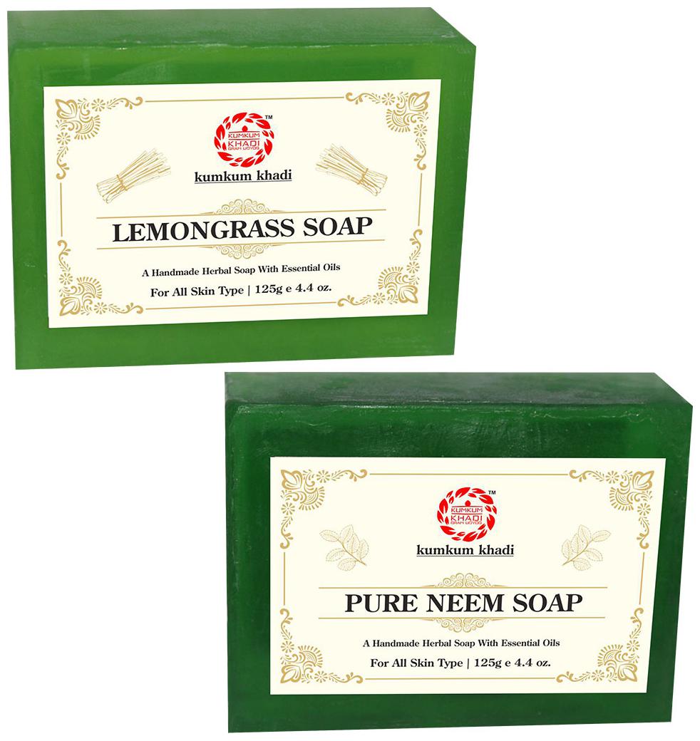 

Kumkum Khadi Herbal Lemongrass and Pure Neem Soap 125g (Pack Of 2)
