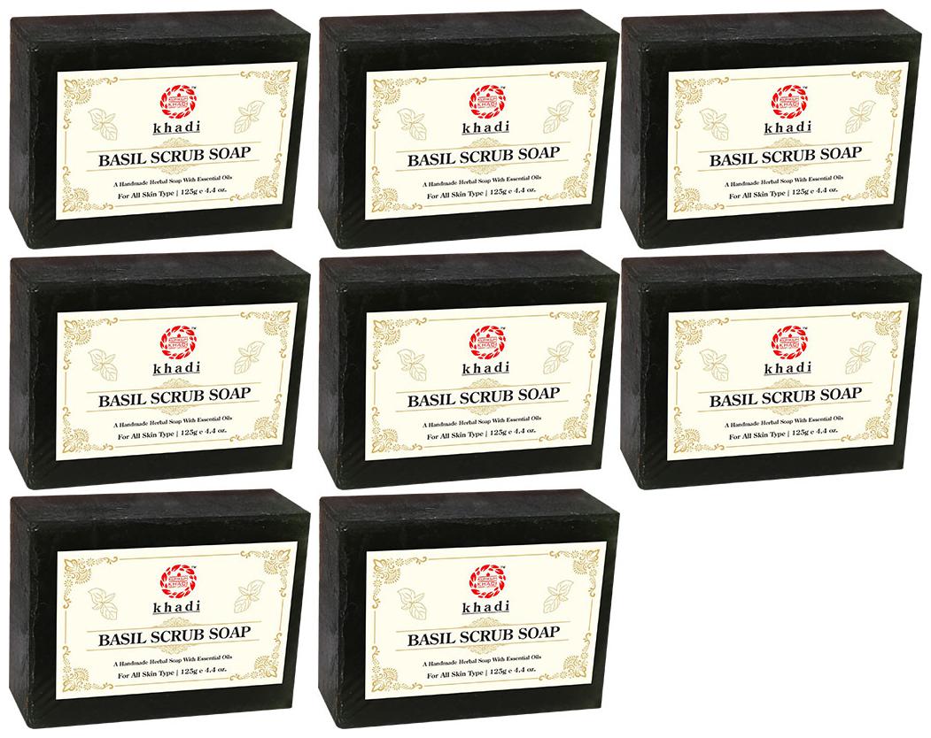 

Kumkum Khadi Herbal Basil Scrub Soap 125g (Pack of 8)