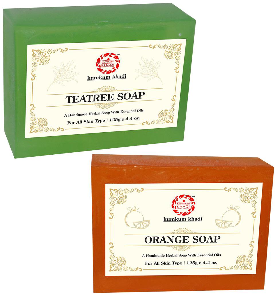

Kumkum Khadi Herbal Teatree and Orange Soap -125g (Pack of 2)