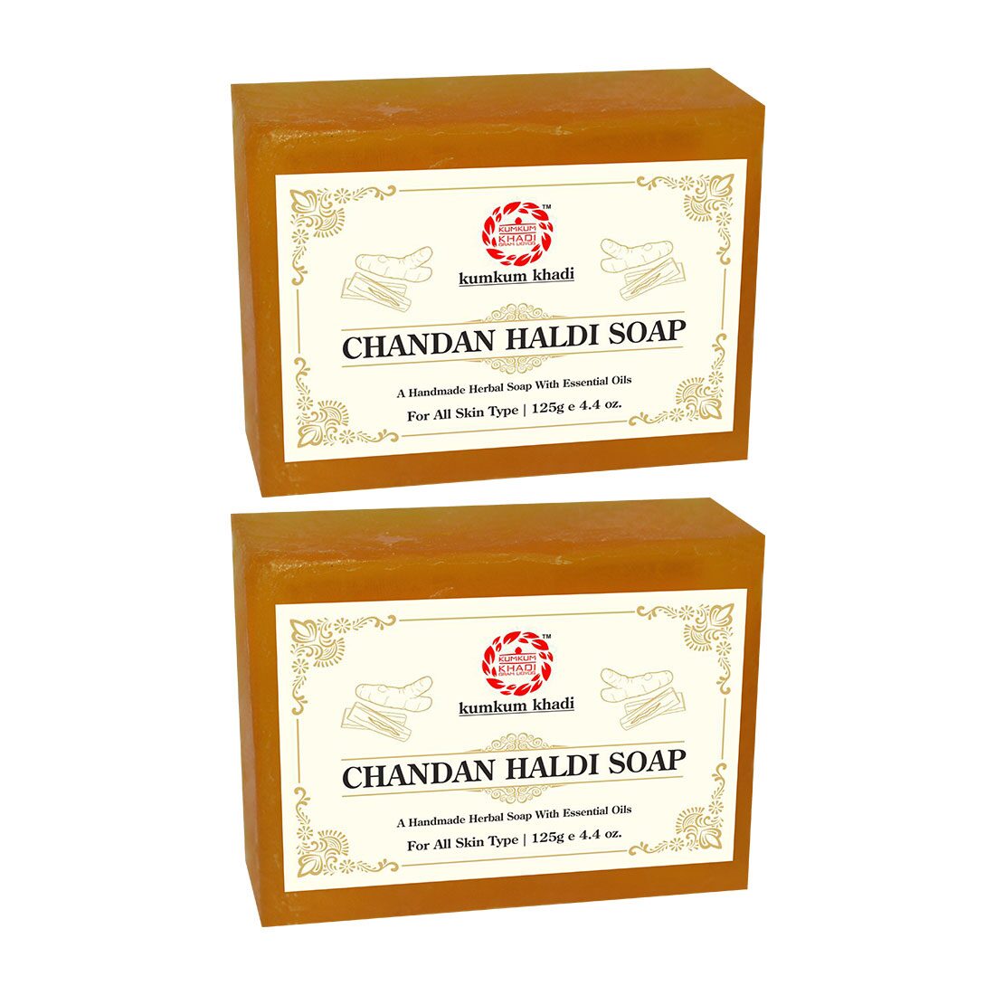 

Kumkum Khadi Herbal Chandan Haldi Soap 125g (Pack of 2)