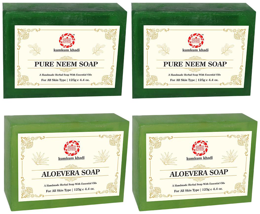 

Kumkum Khadi Herbal Pure Neem and Aloevera Soap Each 125g (Pack of 4)