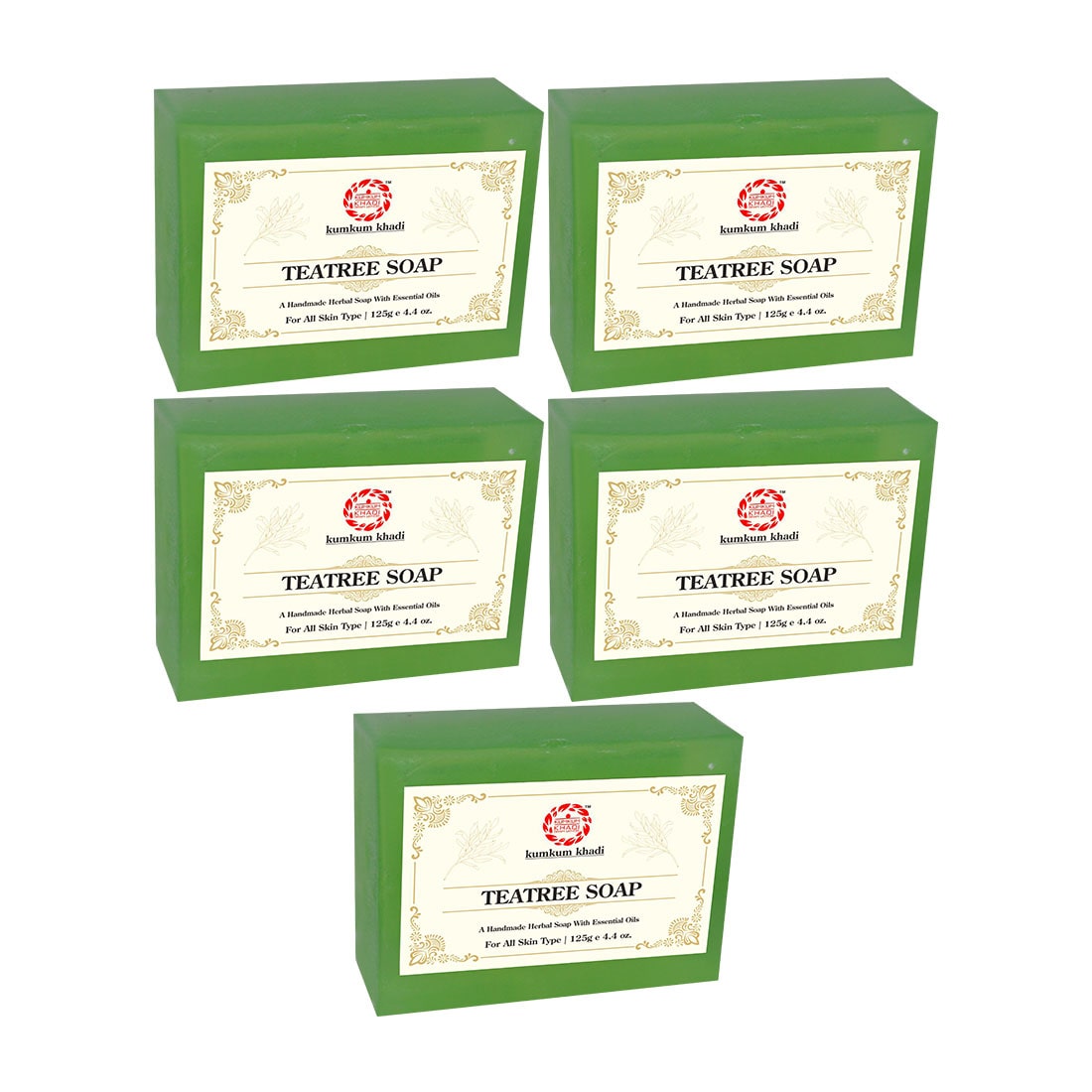 

Kumkum Khadi Herbal Teatree Soap 125 g ( Pack of 5 )
