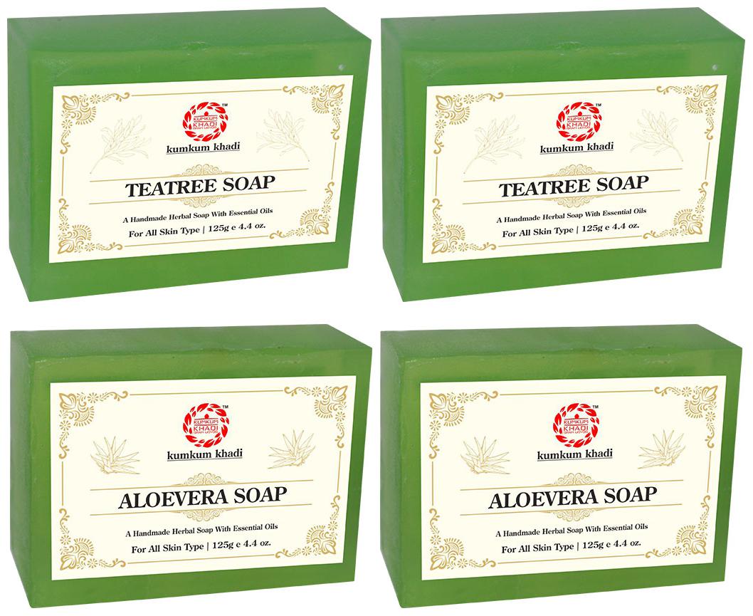 

Kumkum Khadi Herbal Teatree and Aloevera Soap Each 125g (Pack of 4)