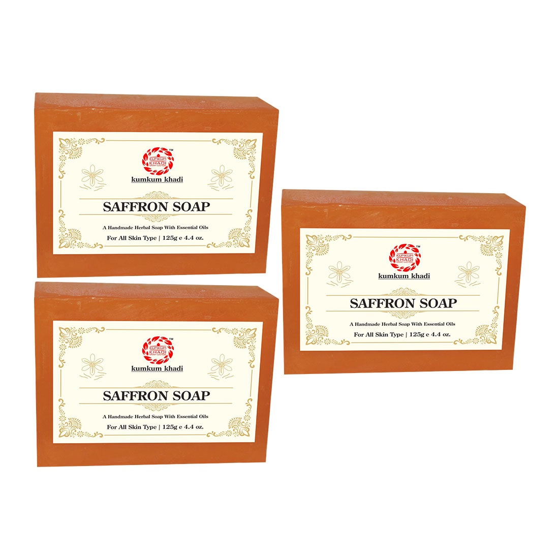 

Kumkum Khadi Herbal Saffron Soap 125g (Pack Of 3)