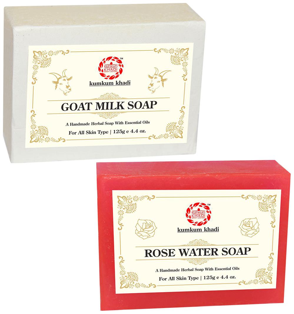

Kumkum Khadi Herbal Goat Milk and Rose Water Soap 125 g Each ( Pack Of 2 )