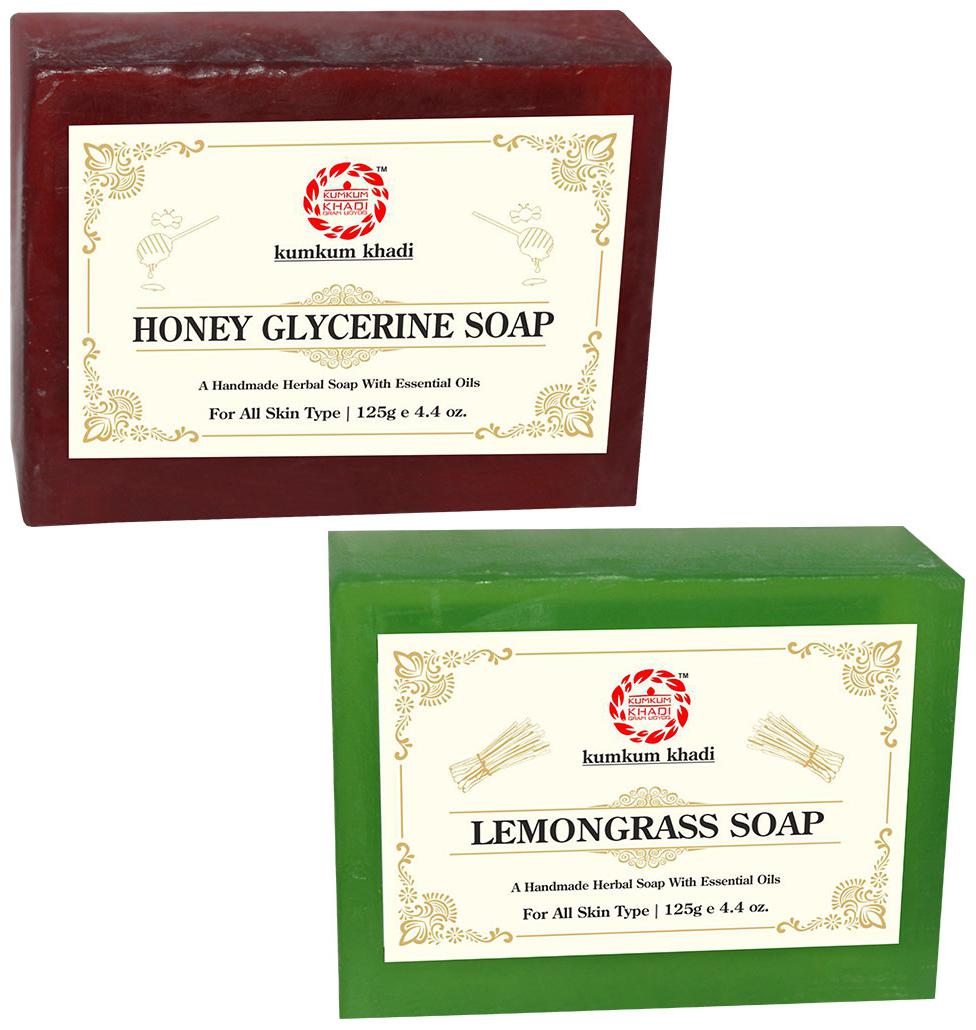 

Kumkum Khadi Herbal Honey Glycerine and Lemongrass Soap -125g (Pack of 2)