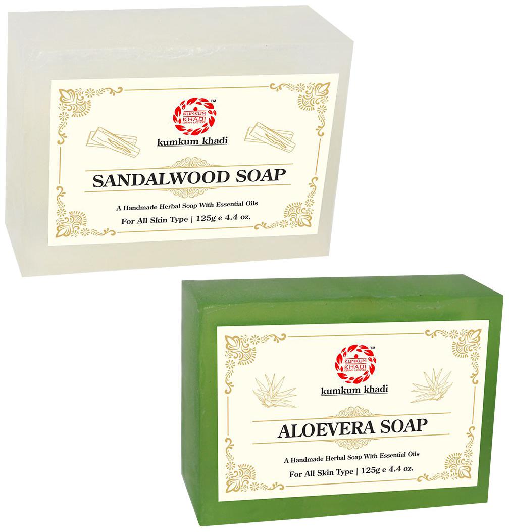 

Kumkum Khadi Herbal Sandalwood 125g Aloevera Soap 125g (Pack of 2)