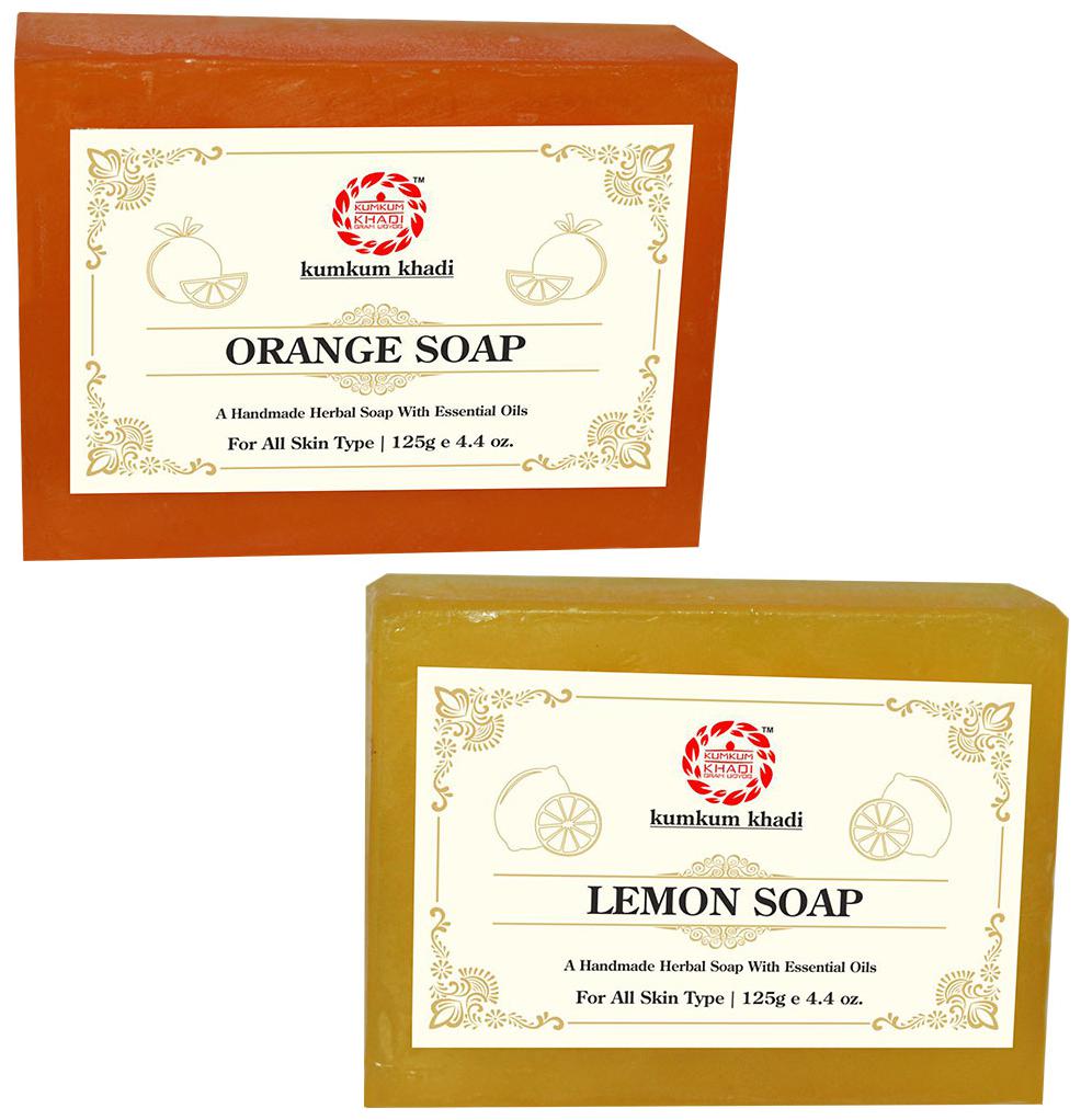 

Kumkum Khadi Herbal Orange and Lemon Soap 125g Each (Pack of 2)