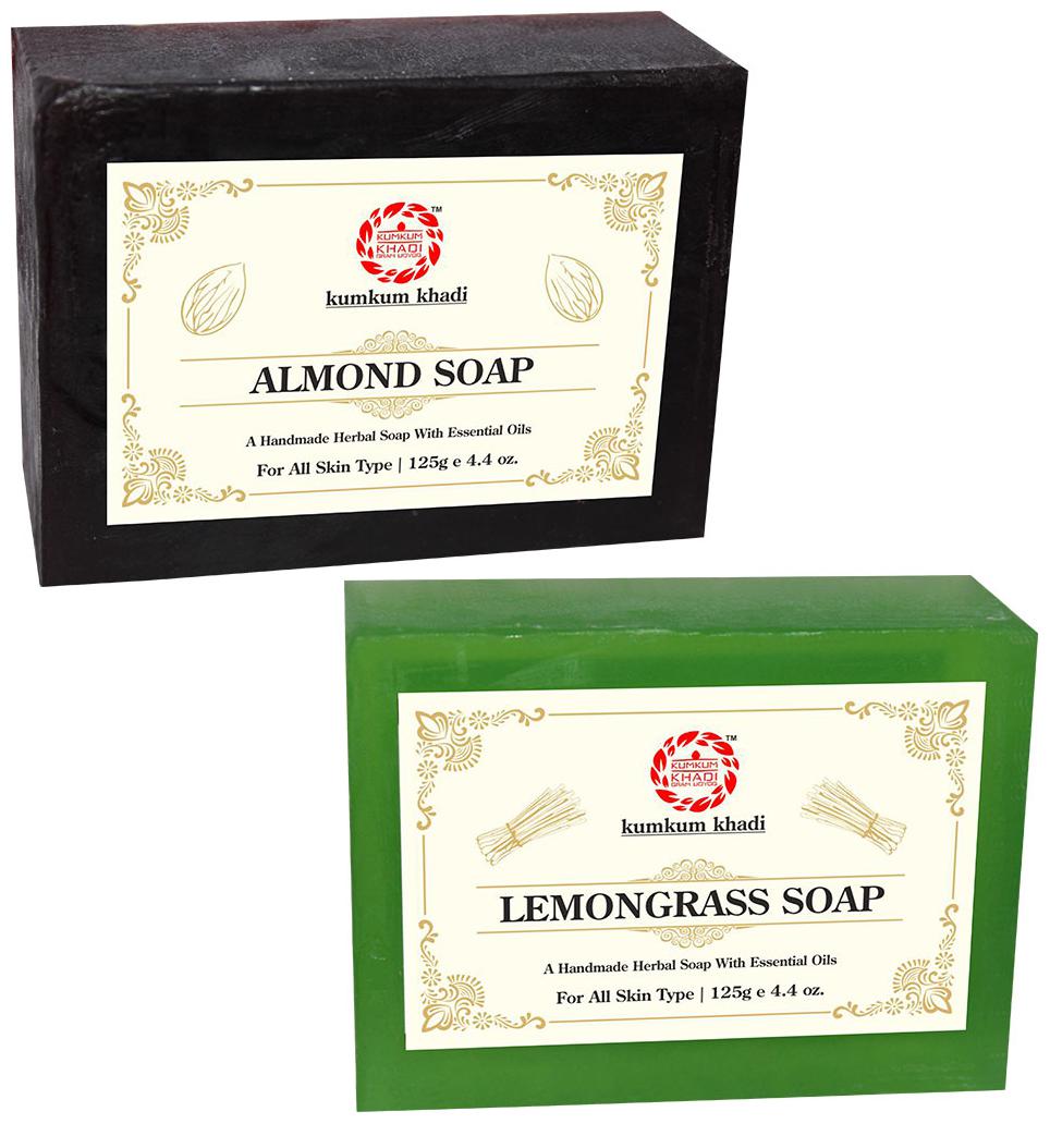 

Kumkum Khadi Herbal Almond and Lemongrass Soap -125g (Pack of 2)