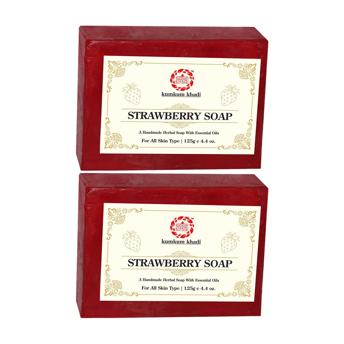 

Kumkum Khadi Herbal Strawberry Soap 125g (Pack of 2)